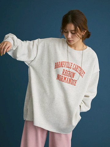 復古配色英文標誌落肩拼接休閒上衣(6A51L1G0330) - Green Parks