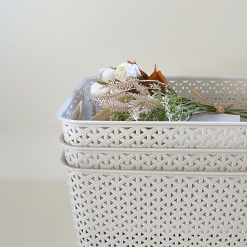 GINII基尼|北歐編織系列收納籃 M 13L 長方中 三種顏色/萬用藍 置物籃 衣物收納 收納盒 手把收納籃