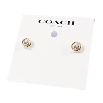 COACH 專櫃款 Halo Tea 玫瑰晶鑽針式耳環-金色