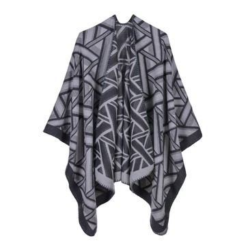 披肩仿羊絨斗蓬-幾何三角形包邊雙面女圍巾5色73we39【獨家進口】【米蘭精品】