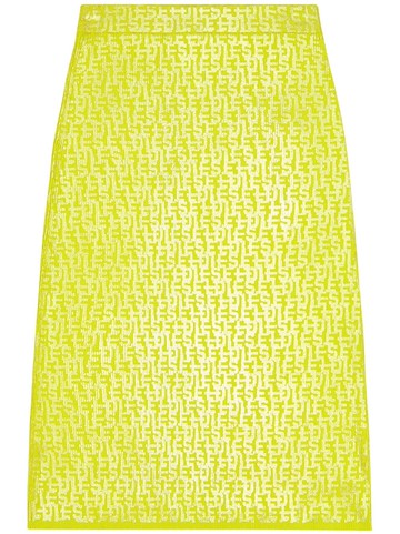 Diesel - monogram-print knitted midi skirt - women - Cotton - XS - Yellow