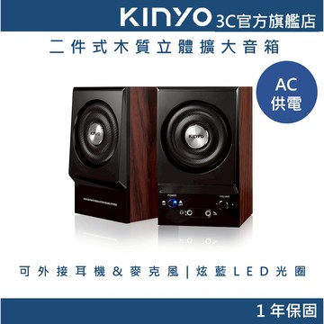 【KINYO官方直營】二件式木質立體擴大音箱(PS)