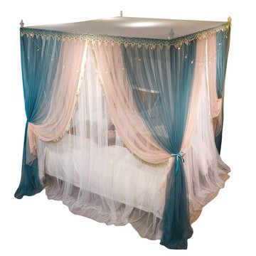 歐式宮廷蚊帳家用1.8M床公主風加粗加厚1.5米床落地支架三開門2.0