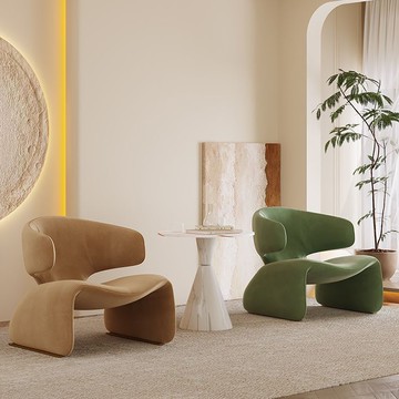 ??快速出貨 可開發票 創意網紅單人沙發輕奢現代休閑接待沙發椅弧形洽談桌椅組合休息區