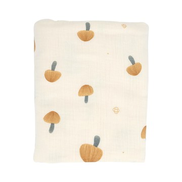 JoyNa - 四層棉紗布毯 兒童紗布蓋被 四季被-棕色蘑菇 (130*110CM)