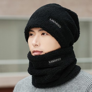免運🎉帽子男冬天加厚保暖護頸圍脖毛絨帽 冬季防寒騎車防風護耳堆堆帽潮 戶外騎車防風護耳防寒帽 圍脖毛絨一體帽子 防風抗凍