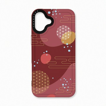 iPhone 16 Plus 殼 TRON IPhone 16 PLUS 日系和風圓點流雲系列 太空殼 透黑款 手機殼