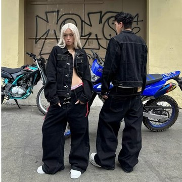 【FJstore】越南品牌 Badchoices 飛機扣設計 寬鬆 牛仔褲 牛仔寬褲  男生長褲 女生長褲