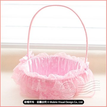 粉紅蕾絲大提籃 喜糖籃 手提籃 婚禮用品 結婚佈置用品 浪漫蕾絲籃 限宅配 【婚禮道具必備】