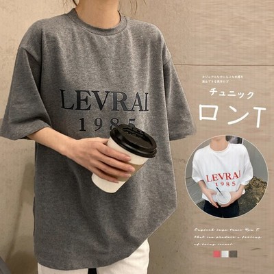 チュニックロンt 英字 ロゴtシャツ半袖 通販 Lineポイント最大get Lineショッピング