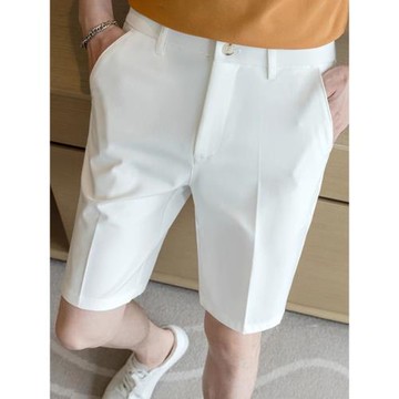 冰絲西裝短褲男士直筒韓版商務休閑中褲子夏季薄款白色西褲五分褲