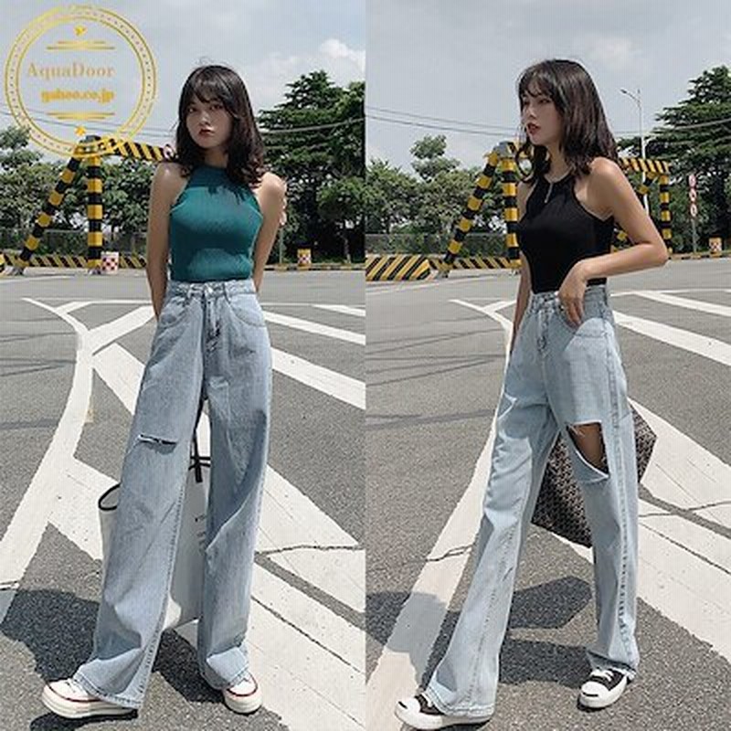 ジーンズ パンツ レディース 原宿系 春夏 デニムパンツ ダメージパンツ ズボン ボトムス ワイドパンツ 韓国ファッション ストリート系 大きいサイズ 通販 Lineポイント最大1 0 Get Lineショッピング