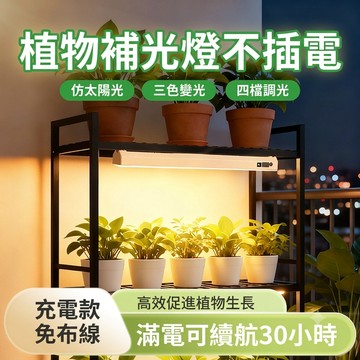 【易利談】全光譜植物燈 免插電/磁吸 充電式LED補光燈 仿太陽光 多肉綠植生長燈