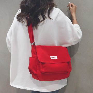 日系簡約大容量帆布包女大學生上課通勤斜挎包休閑百搭單肩郵差包