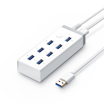 綠聯usb3.0擴展器7口高速集分線器筆記本電腦一拖10接口外接HUB帶電源手機充電轉接頭U盤拓展【摩可美家】