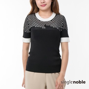 獨身貴族 自信時尚原點素色拼接圓領針織衫(1色)