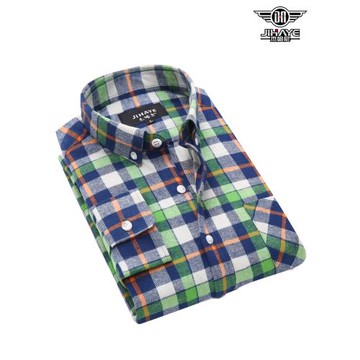 JIHAYE杰哈尼男士格子磨毛休閑純棉商務條紋潮牌襯衣男襯衫男長袖