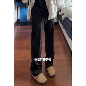 cleanfit黑色那不勒斯西褲女春秋美式高街休閑沖鋒褲加絨加厚褲子