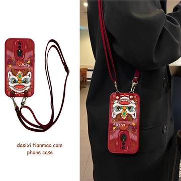 適用OPPOA9手機殼國風醒獅斜挎A5全包A11X硅膠k11x帶掛繩11x女卡通新年紅色k12x個性k7套k12卡通新款