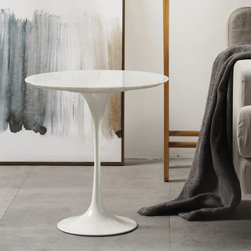 【含稅/免運】 法式客廳沙發大理石角幾設計師郁金香邊幾床頭陽臺小圓幾桌奶油風