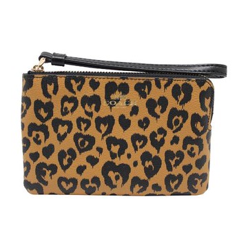 【COACH】印花皮革L型拉鍊手拿包-愛心豹紋