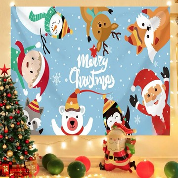 聖誕掛布 Merry Christmas  100 x 70cm  聖誕雪花拍照  1個