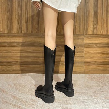 ys bv靴子女冬2025新款厚底長靴V口騎士靴高筒瘦瘦靴小筒圍長筒靴