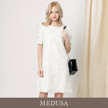 現貨【MEDUSA 曼度莎】玫瑰盤花亮片嫘縈小禮服（M-XL）｜小禮服 媽媽禮服 媽媽洋裝