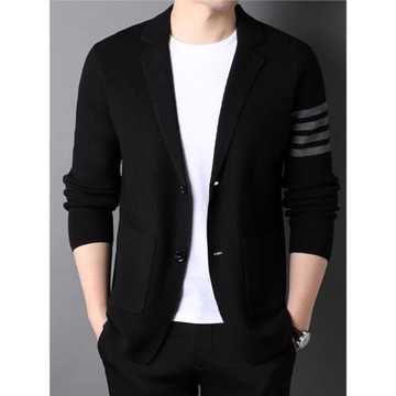 2025春秋季休閑外套男士針織小西裝潮流韓版外穿男裝修身毛衣西服