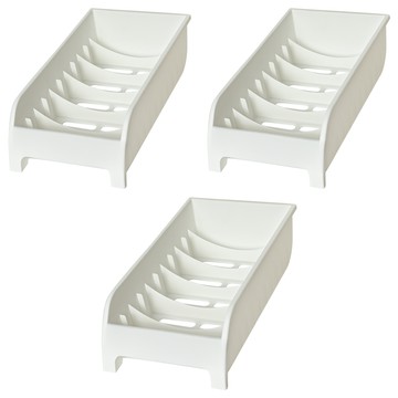 sanada d5184 小碟碗收納架 廚房收納好幫手 告別凌亂檯面  White  14.2cm x 7cm x 26.2cm  3入