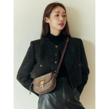 外套女條紋短款小香風粗花呢外套