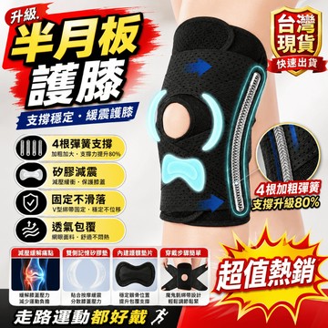 🔥隔日到貨 日本護膝 半月板運動護膝 彈簧支撐矽膠減震 膝蓋護具 登山籃球跑步護膝 透氣防滑 透氣網孔防滑 男女適用