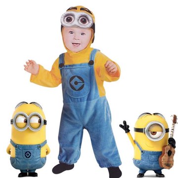 兒童小黃人cos服萬圣節服裝幼兒園活動走秀裝卑鄙的我舞臺演出服