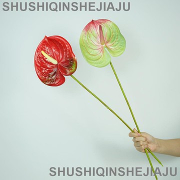 滿280元出貨 仿真花 假花 可開發票 自然清新仿真花紅掌粉掌家居桌面擺放花婚禮裝飾花藝攝影道具假花