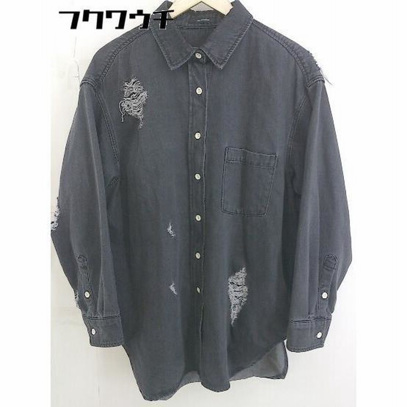 ◇ JEANASIS ジーナシス ダメージ加工 長袖 シャツ ブラウス