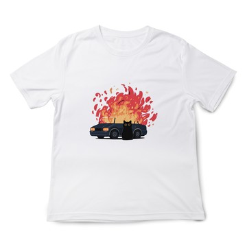 JZ TEE 黑貓-燒車 印花短袖