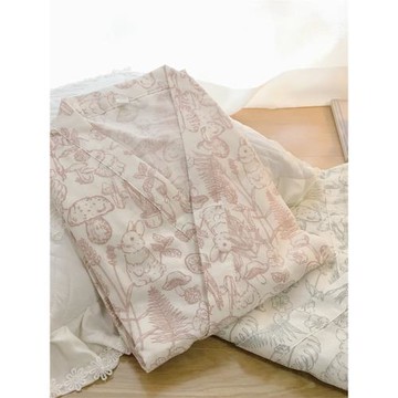 睡衣女春秋季純棉紗布四季睡袍浴衣白色薄款全棉夏季和服浴袍睡裙