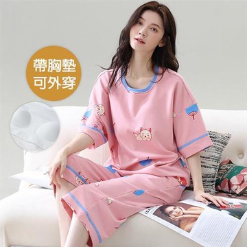 【韓國K.W.】韓國繽紛渲染居家睡衣(睡衣/睡裙/家居服/涼感睡衣/連身睡衣)