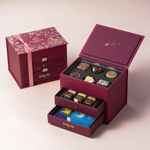 日本GODIVA超級限量版2023情人節禮物限定掀蓋三層式珠寶盒桃紅燙金巧克力禮盒-珍藏紀念版現貨1