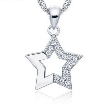 現貨+預購 925純銀項鍊 鑲鑽吊墜-簡單真愛浪漫星星母親節生日情人節禮物女配件73v64【獨家進口】【米蘭精品】