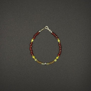 7AB 原創小眾設計VINTAGE復古中性手鏈925銀斑駁紅本命年好運手串