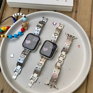 卡通彩鑽金屬錶帶 適用Apple watch11錶帶 iwatch錶帶 全系列通用錶帶 當季錶帶