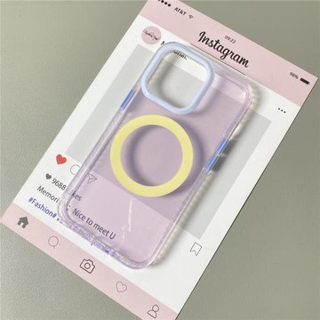 ins溫柔香芋紫撞色磁吸殼適用iPhone17手機殼蘋果16promax防摔15/14/13簡約