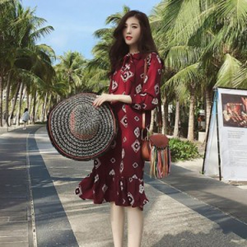 ワンピース レディース 40代 赤 ワンピース キレイめ 膝丈ワンピース 春夏 長袖ワンピース リオン シフォンワンピース オシャレ 上品 着 通販 Lineポイント最大1 0 Get Lineショッピング