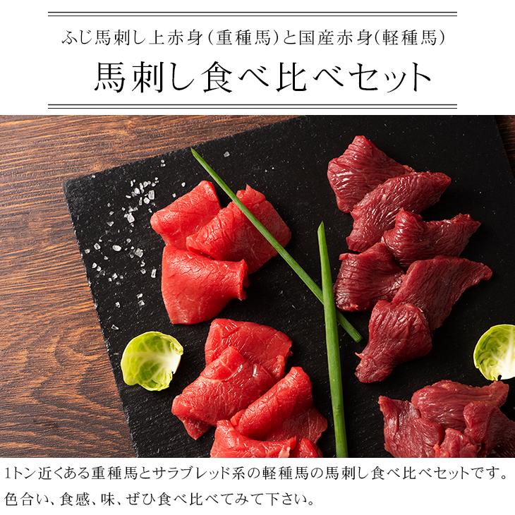 馬刺し 赤身 食べ比べセット 各100g （たれ・生姜付） 肉 馬肉 熊本 贅沢 おつまみ 御礼 お土産 お取り寄せ 冷凍