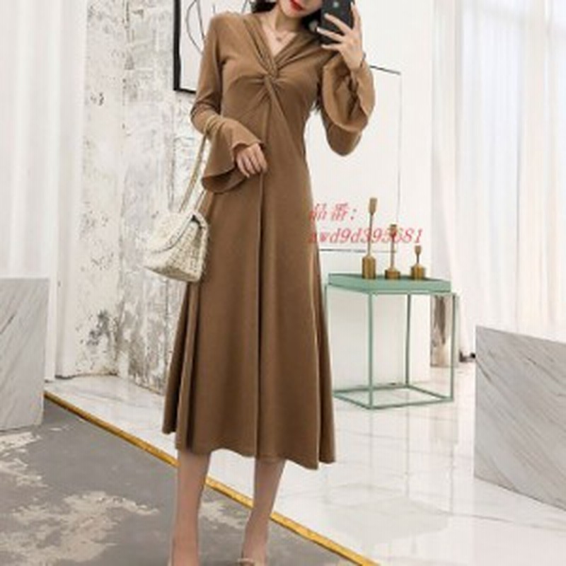 カシュクール 冬服 ワンピ リブニッ ロング おしゃれ 長袖 秋服 ワンピース コーデ ニット かわいい 冬 フレアスリーブ 秋 マキシワンピ 通販 Lineポイント最大1 0 Get Lineショッピング