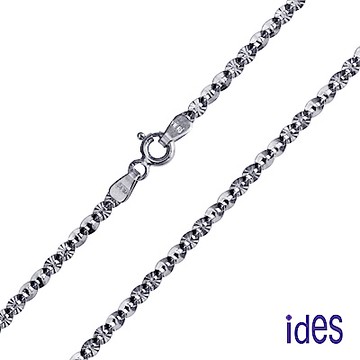 ides愛蒂思 義大利14K白金項鍊16吋（圓形刻花鍊）