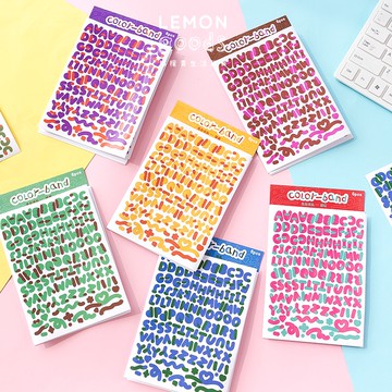 🍋檸檬青🍋現貨color band色彩樂隊系列字母數字拼貼貼紙6款6張入模切無需自裁手帳裝飾素材