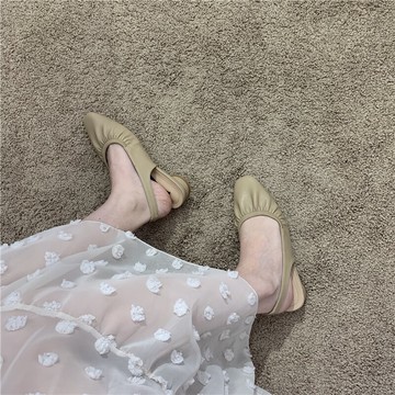 低跟單鞋女鞋子2022年春夏新款百搭大碼樂福鞋奶奶鞋韓版瓢鞋涼鞋