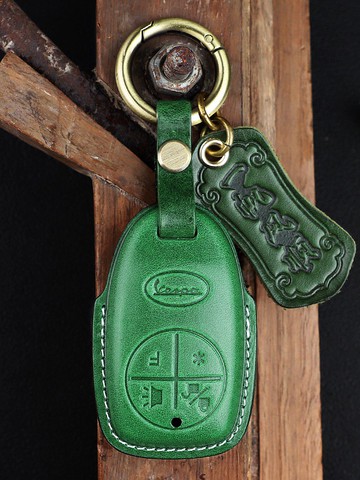 偉士牌 Vespa GTS300 鴨母 機車真皮鑰匙包 綠色